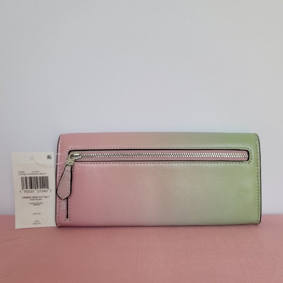 COACH Wyn Envelope Ombre Soft Smooth Leather Wallet- Pale Pistachio Multi ⭐ - Picture 7 of 16